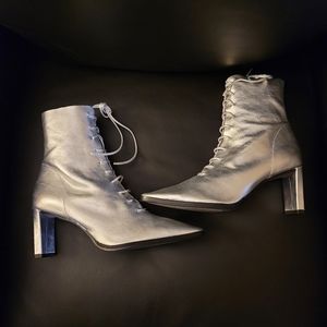 New Steinway Silver Metallic Ankle Boots